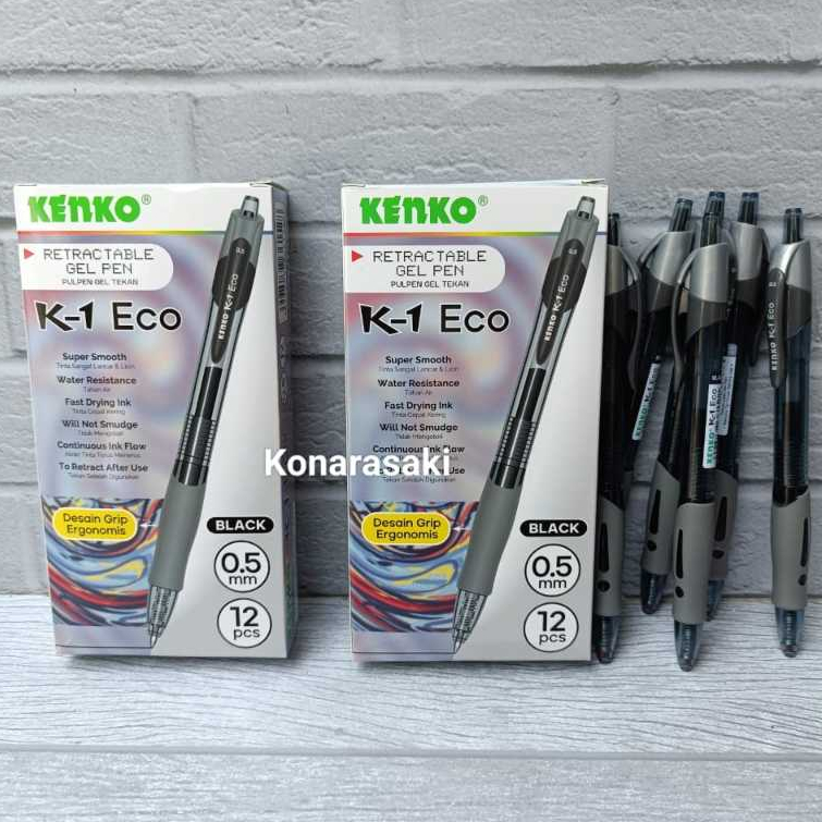 

ISI 12 PCS PULPEN KENKO K-1 ECO/ GEL PEN K-1 Eco / Pulpen/Ballpoint/Pen Gel Kenko k-1 Eco