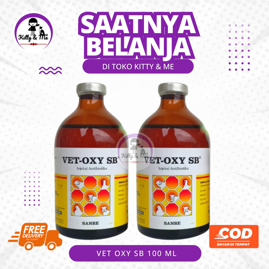 VET OXY SB 100 ML - Obat Infeksi Sapi Kucing Anjing Domba Kambing Unggas Oxytetracyclin Vetoxy SB