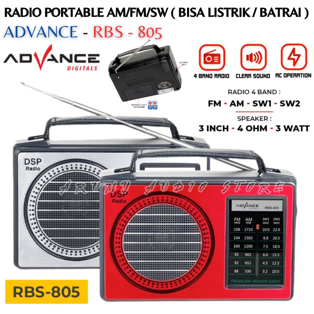 Radio Speaker Jadul Rbs 805 | Speaker Radio Portable Multifungsi Multi Band Advance Rbs 805 - Am/ Fm