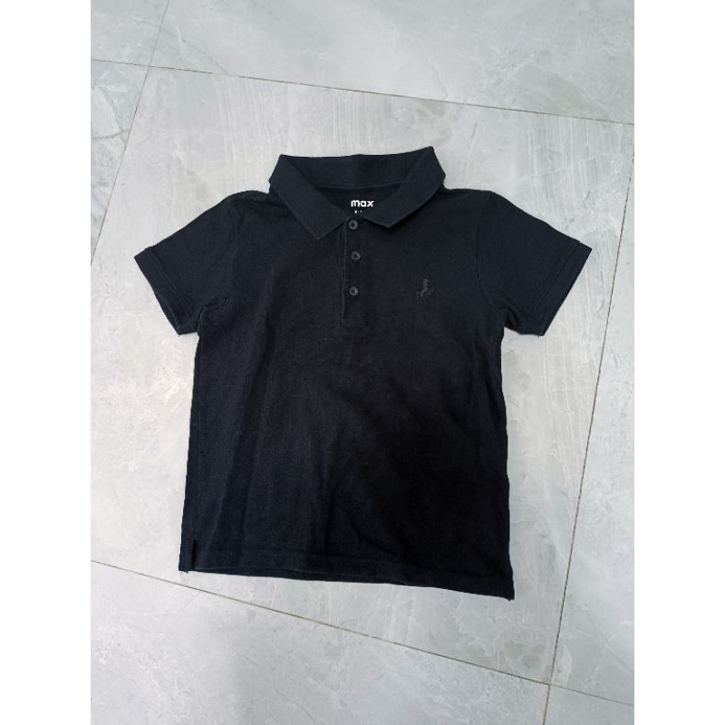 Max Kaos Polo Hitam Lengan Pendek 8 9 tahun - preloved