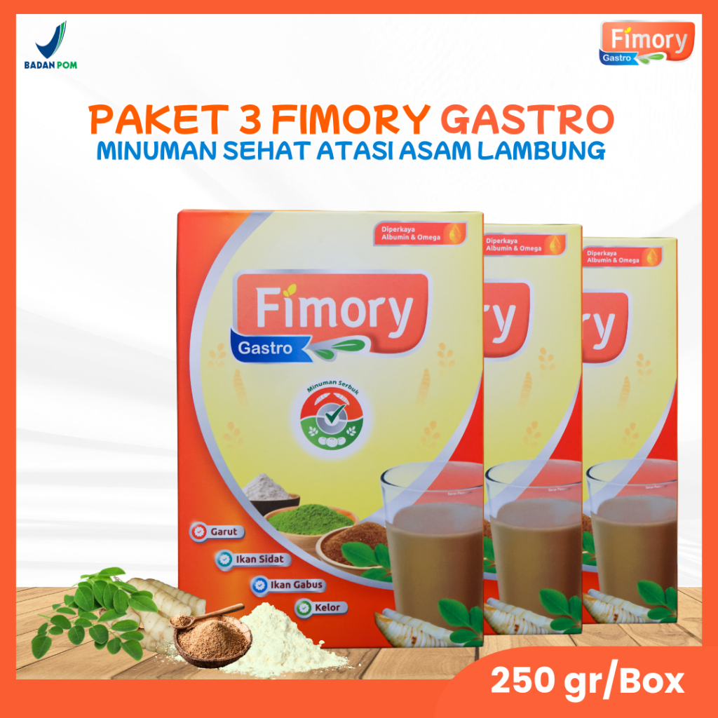 

Paket 3 Fimory Gastro - Minuman Sereal Umbi Garut Meredakan Asam Lambung, Maag - BPOM