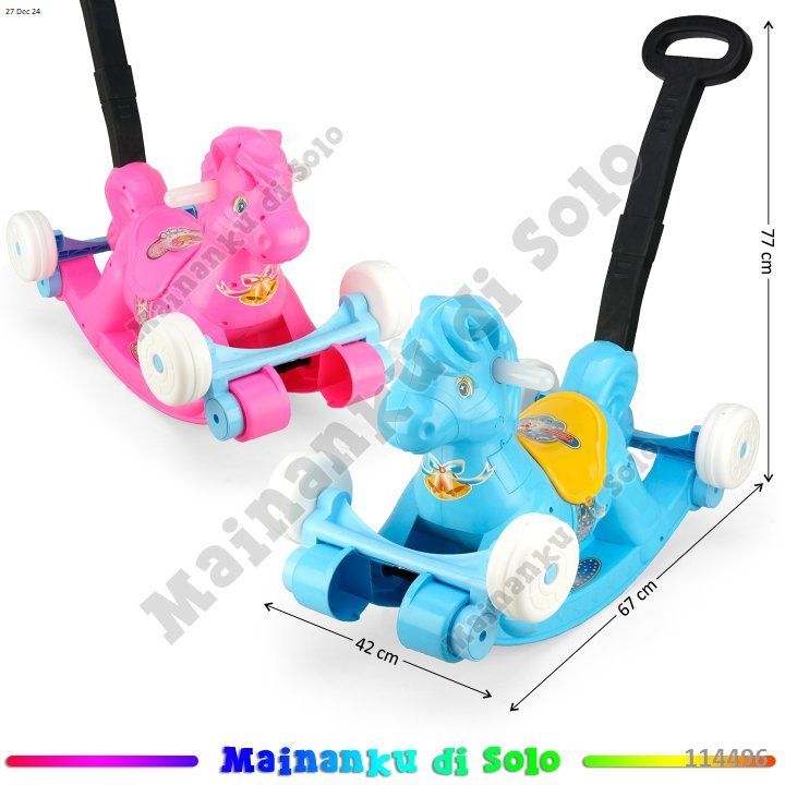 [WARBA RANDOM] Mainanku Tunggangan Dorong 2 In 1 Jungkat Jungkit Kuda B/O Musik Lampu