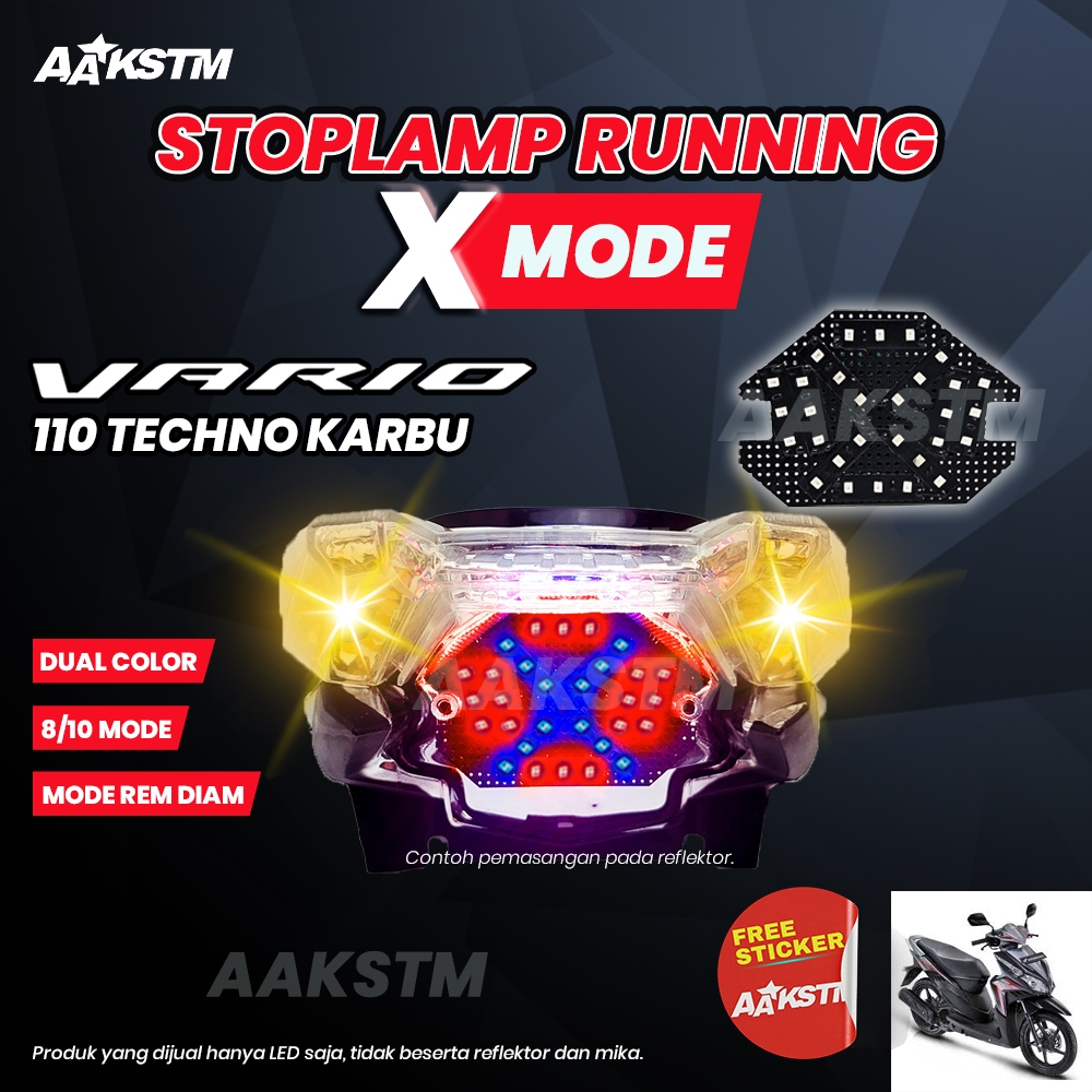Lampu Rem LED Vario 110 techno Karbu  X Mode LED 8 10 Mode Running Lampu  Belakang Variasi Modifikas