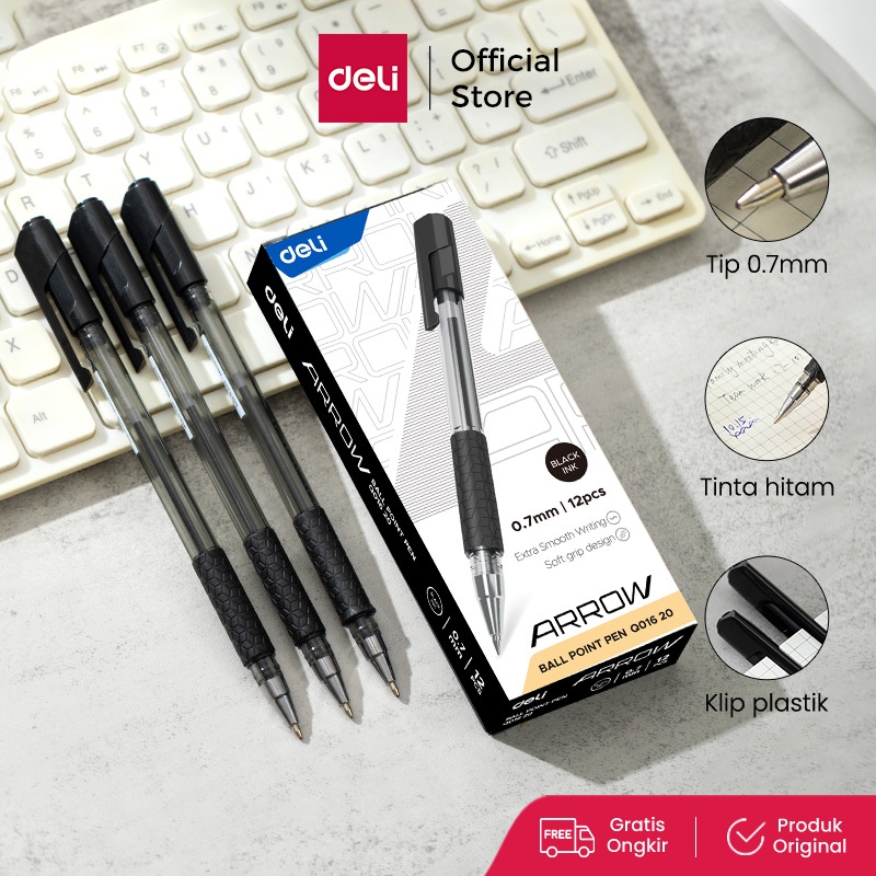 

Deli Pulpen 0.7mm Hitam Penulisan Halus 1 BOX / 12 Pcs EQ01620
