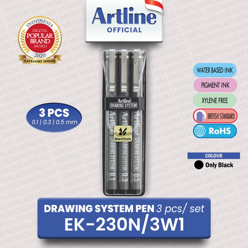 

(LIVE) SET Artline DRAWING SYSTEM Technical Drawing Pen Set Case EK-230N/3W1 - Drawing Pen 3 pcs 2