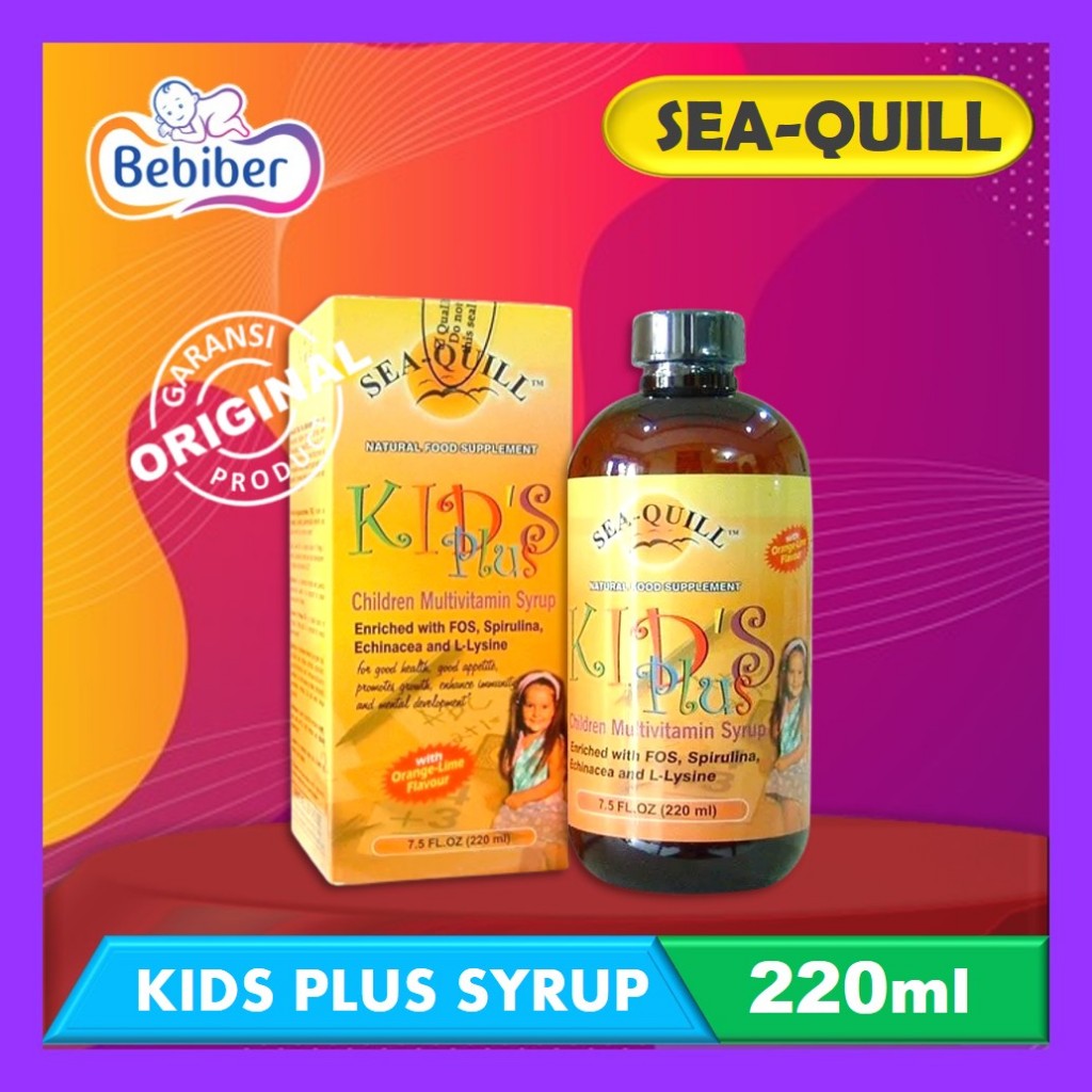 Sea-Quill Kids Plus Syrup 220ml - Sea Quill - Seaquill Multivitamin Anak - Zat Gizi Anak - Bebiber