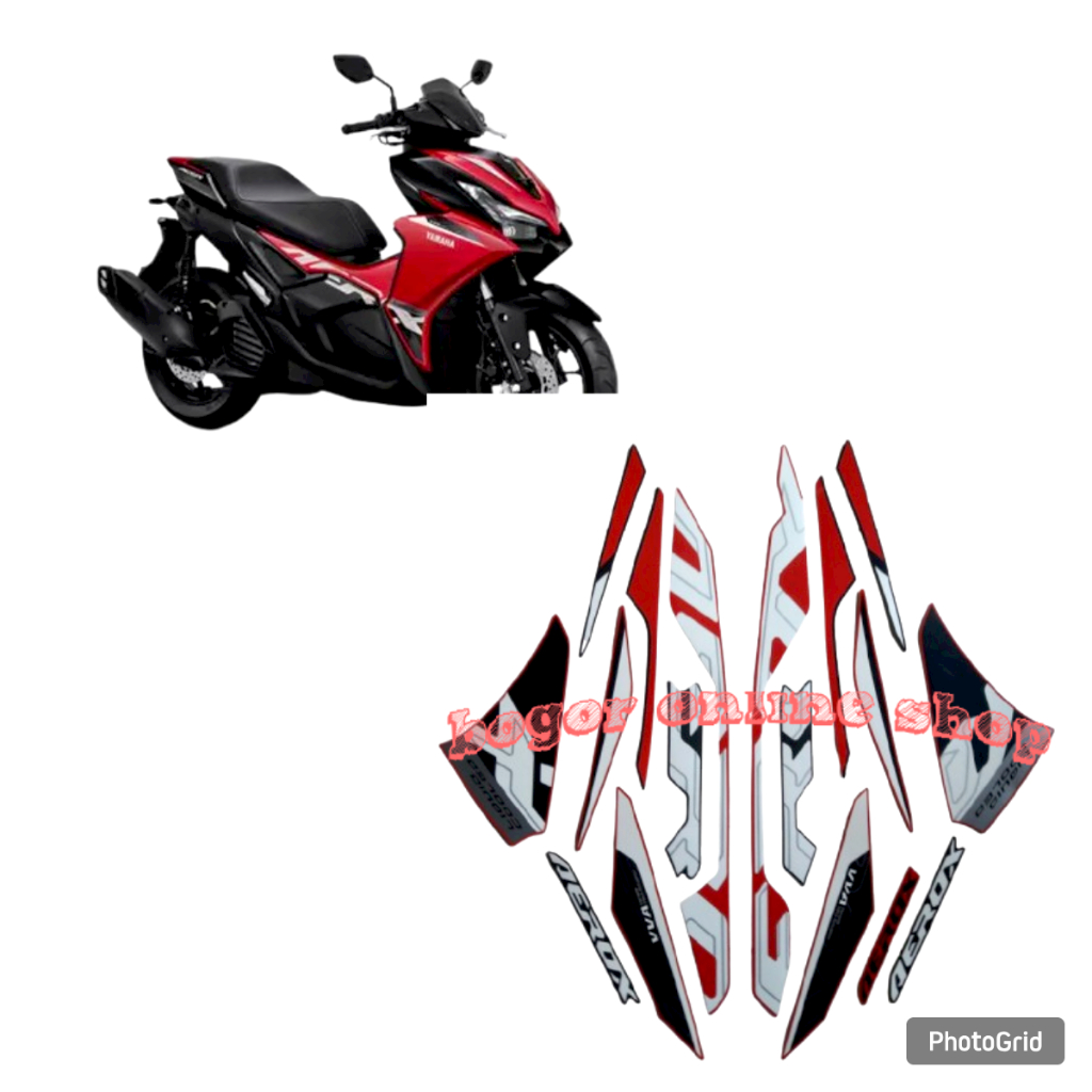 sticker stiker striping body motor yamaha aerox alpha 155 tahun 2025 warna hitam-merah