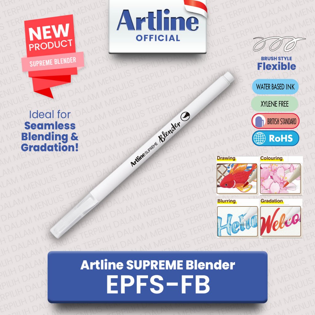 

(LIVE) NEW! Artline SUPREME Blender EPFS-FB / Spidol Blend EPFS-F Supreme Brush Pen Colourless Ink 2