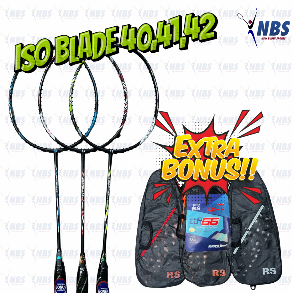 RAKET BADMINTON RS ISO BLADE 40 41 42 ORIGINAL FREE SENAR FREE TAS