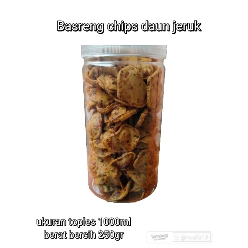 

Basreng chips daun jeruk 250gr kemasan toples