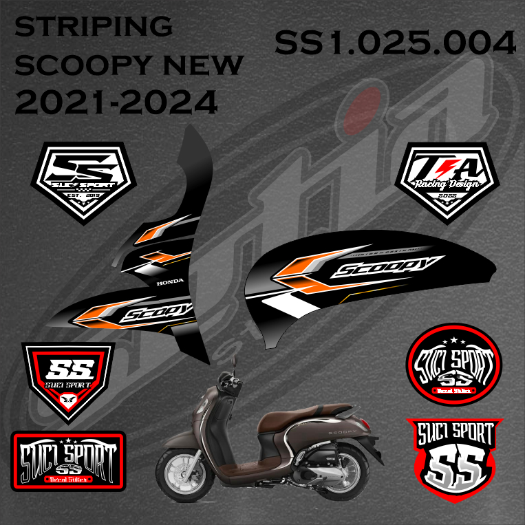 STIKER STRIPING SCOOPY NEW 2021-2024, VARIASI LISH SIMPLE MODIFIKASI, HONDA SCOOPY (SS1.025.004)