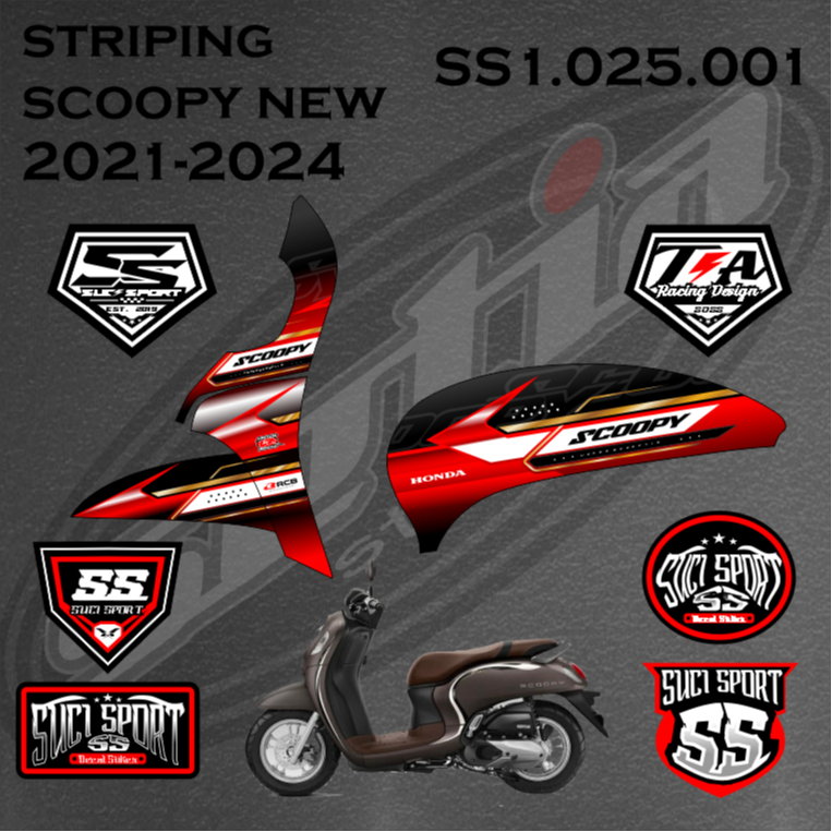 STIKER STRIPING SCOOPY NEW 2021-2024, VARIASI LISH SIMPLE MODIFIKASI, HONDA SCOOPY (SS1.025.001)