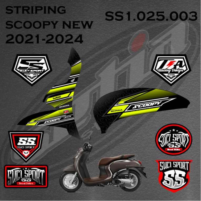 STIKER STRIPING SCOOPY NEW 2021-2024, VARIASI LISH SIMPLE MODIFIKASI, HONDA SCOOPY (SS1.025.003)