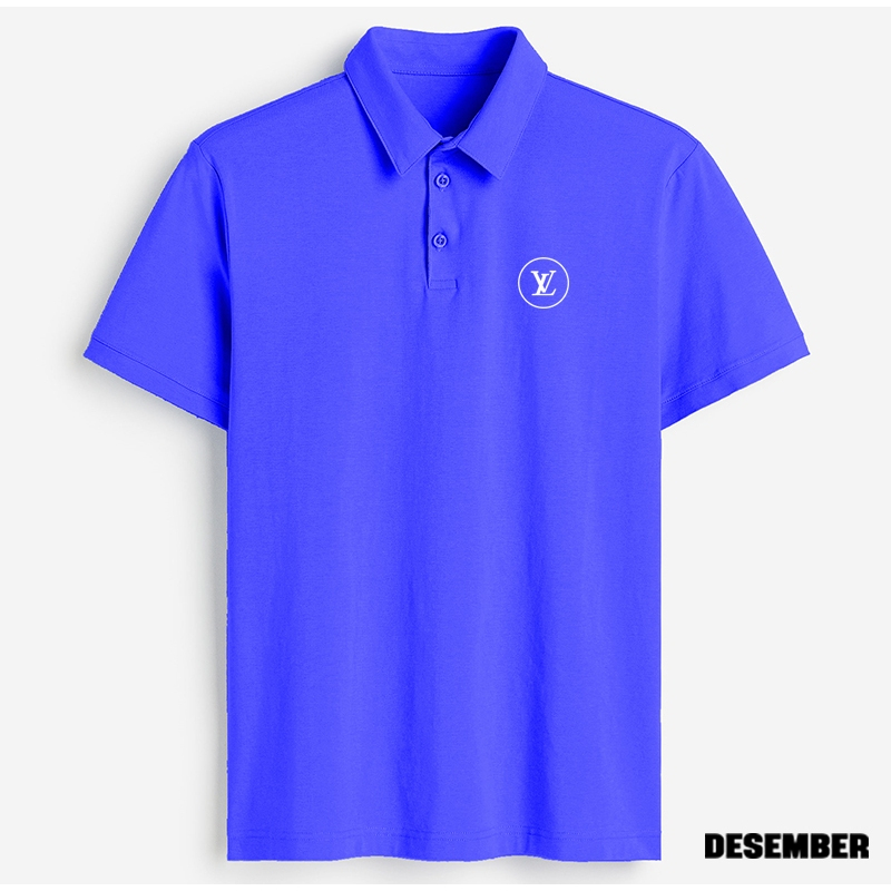 Cod..Kaos Polo Kerah Lengan Pendek Motif LV Round Putih Keren Pria Dan Wanita Dewasa