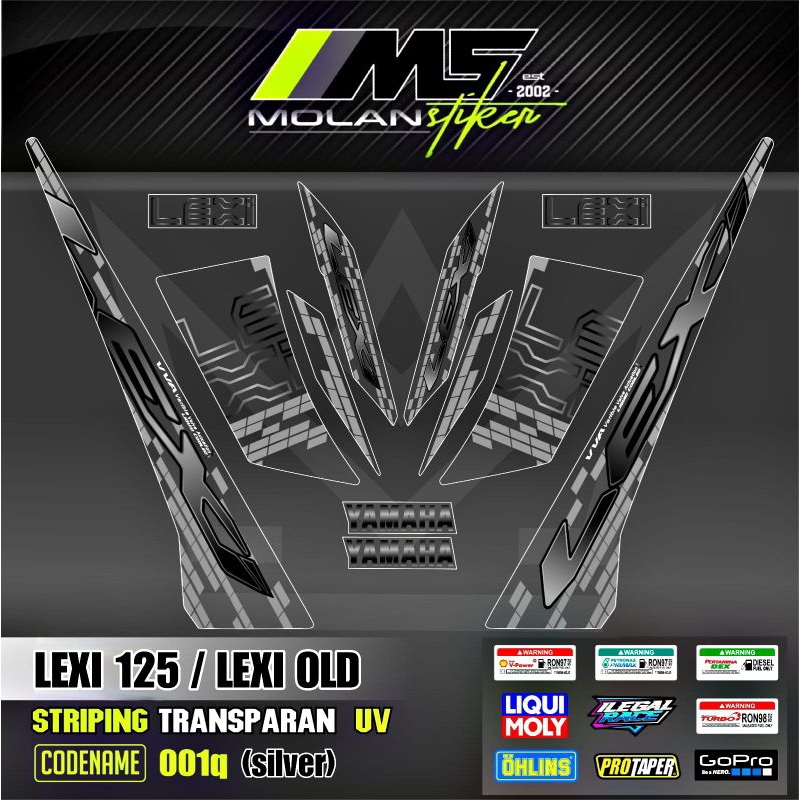 Decal Sticker Striping Variasi Transparan Uv LEXI 125 2018-2023 Yamaha LEXI 125 Old/Lama Decal Lexi 