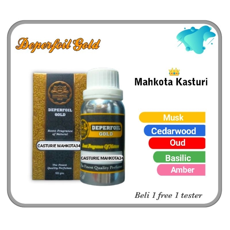 Deperfoil Gold Parfum MAHKOTA KASTURI 100gr Segel | Parfum Kasturi Non Alkohol
