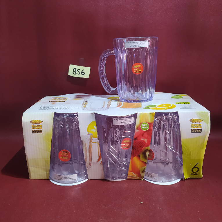 Gelas Tangkai Bening Melamin Golden Dragon (Original) 856