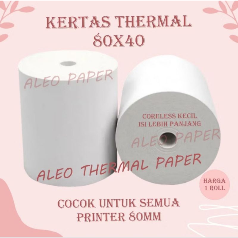 

Kertas Thermal 80X40 Paper Coreless Kecil Isi Lebih Panjang