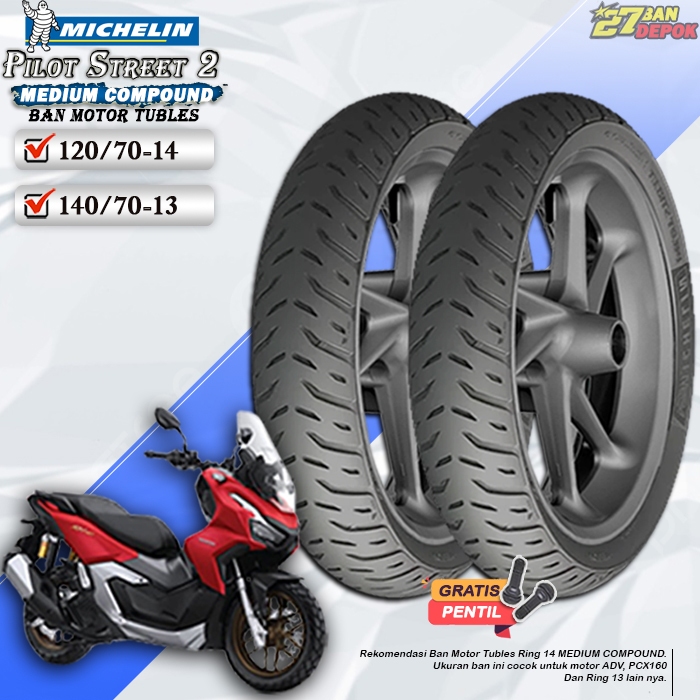 Ban Motor ADV Michelin Pilot Street 2 Ring 13 Dan Ring 14 Tubles Ban Motor Tubeless PCX 160 ADV