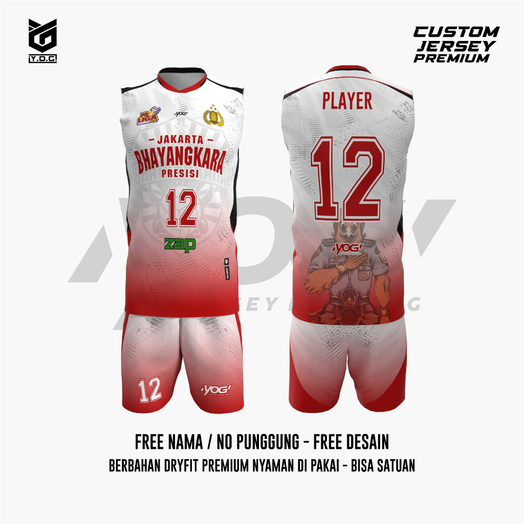JERSEY TANDING BHAYANGKARA (PUTIH) PROLIGA 2025 PREMIUM - PREORDER [ BISA CUSTOM NAMA & NOMOR  | BAJ