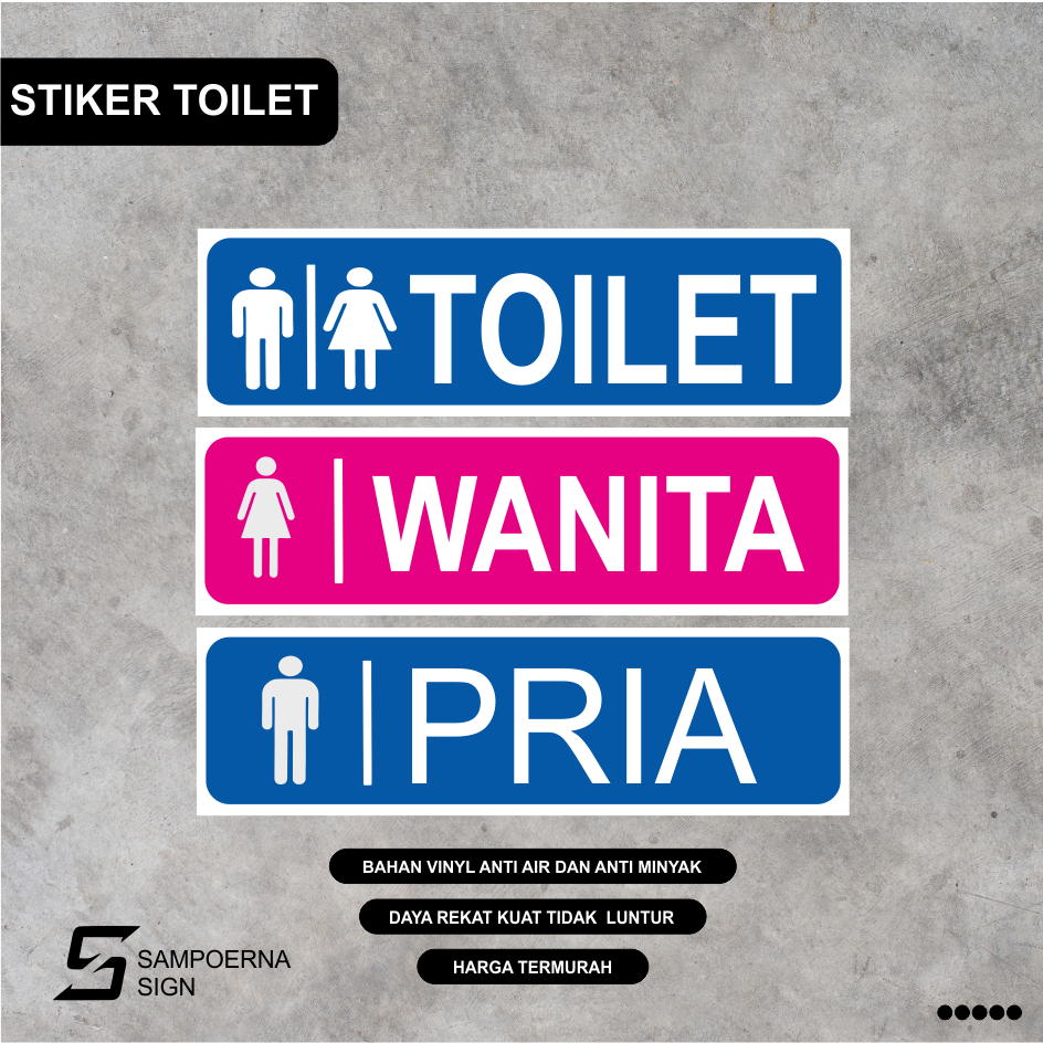 Sign Sticker Label Toilet / Stiker toilet pria / stiker toilet wanita / stiker kamar mandi / stiker 