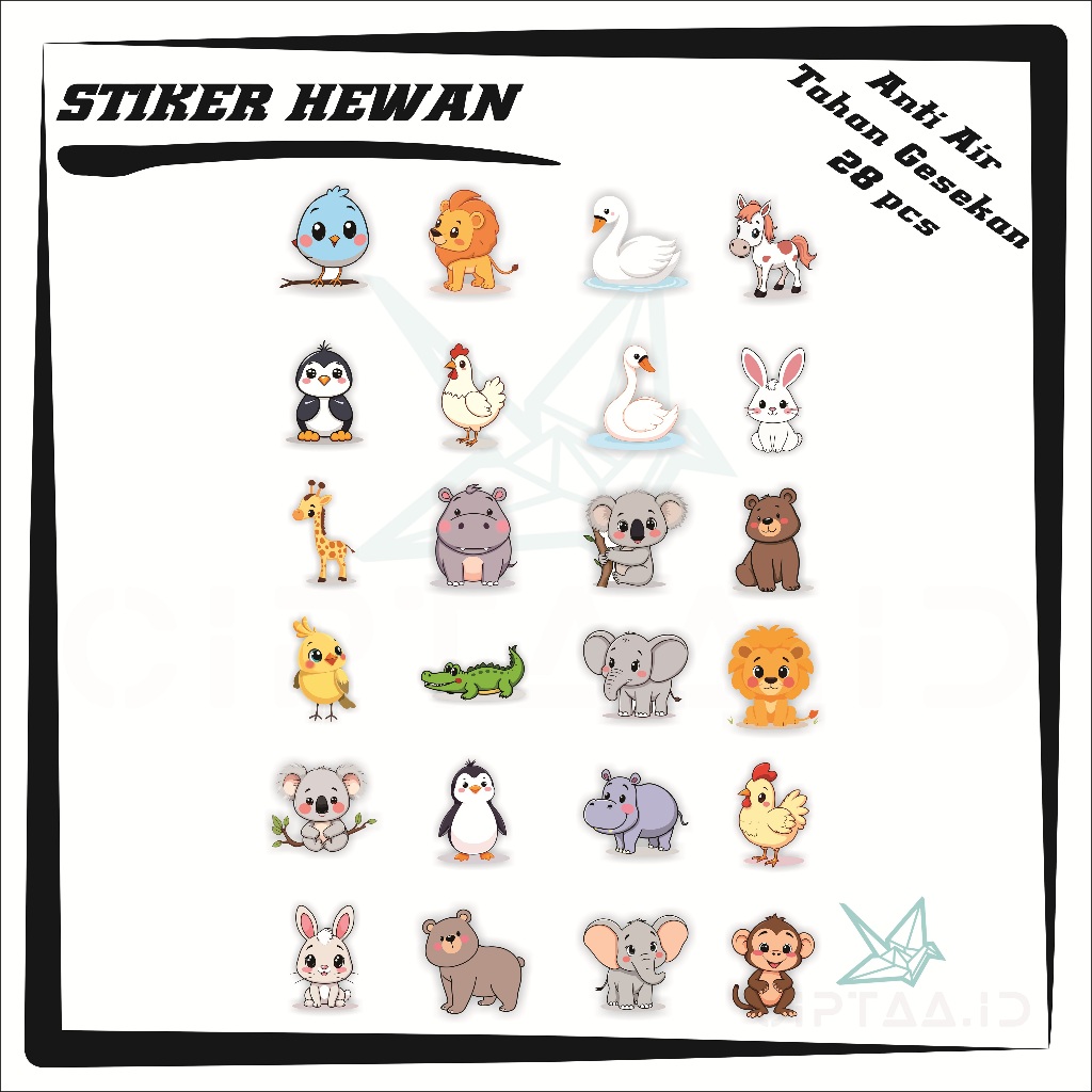 

Stiker Hewan Random - Bahan Vinyl Anti Gores Waterproof 28 pcs