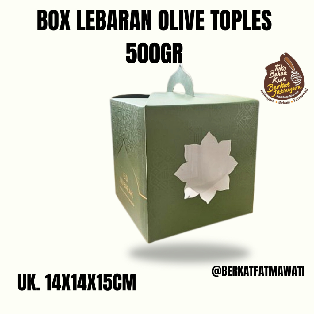 

BOX LEBARAN OLIVE TOPLES / DUS LEBARAN ISI TOPLES BULAT / BOX IDUL FITRI LUCU