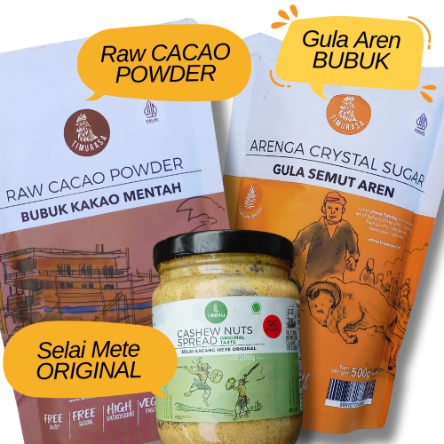 

PAHE MANTAB Timurasa : Selai Kacang Mete , Gula Aren Bubuk dan Bubuk Cokelat Raw Cacao
