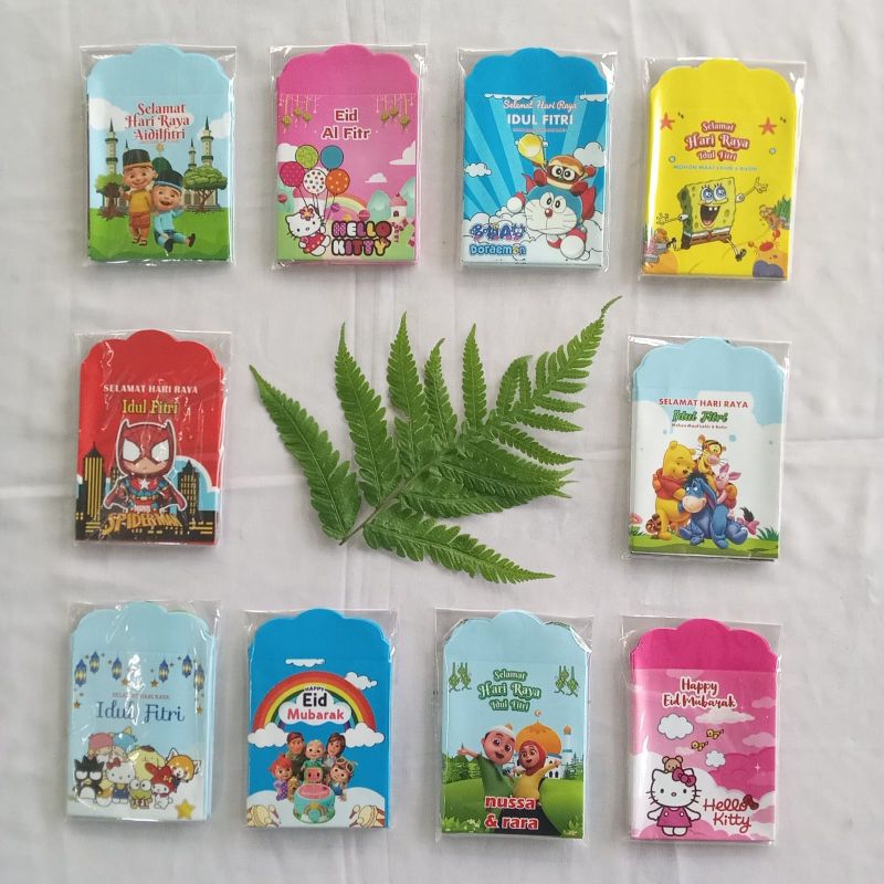 

amplop lebaran siap pakai ukuran sedang motif kartun