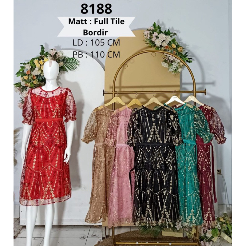 Dress Wanita Brokat Elegan Kondangan | Gaun Brokat Pesta Wanita Modern | Maxi Dress Brokat Premium