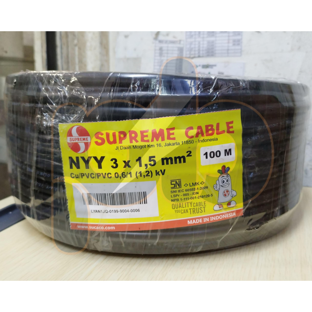 Kabel NYY 3 x 1.5mm Merk Supreme / Kabel NYY 3 x 1.5 mm Supreme
