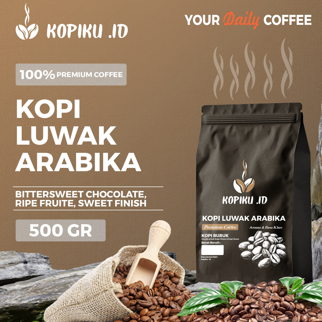 

Kopiku.id - Bubuk kopi Luwak Arabika Premium Coffee BitterSweet 500gr