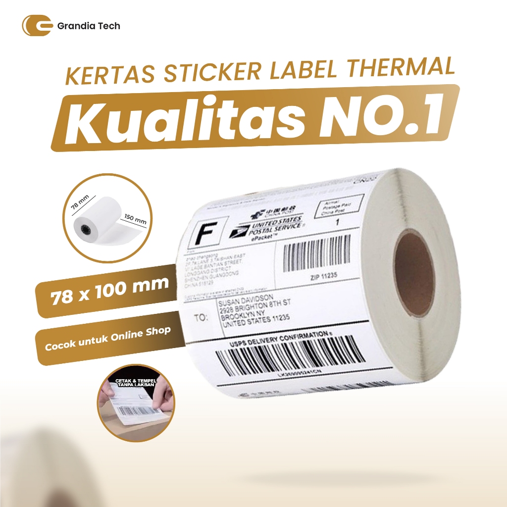 

Kertas Thermal Sticker 78x100 untuk Label Resi Barcode 1 dus 36 pcs