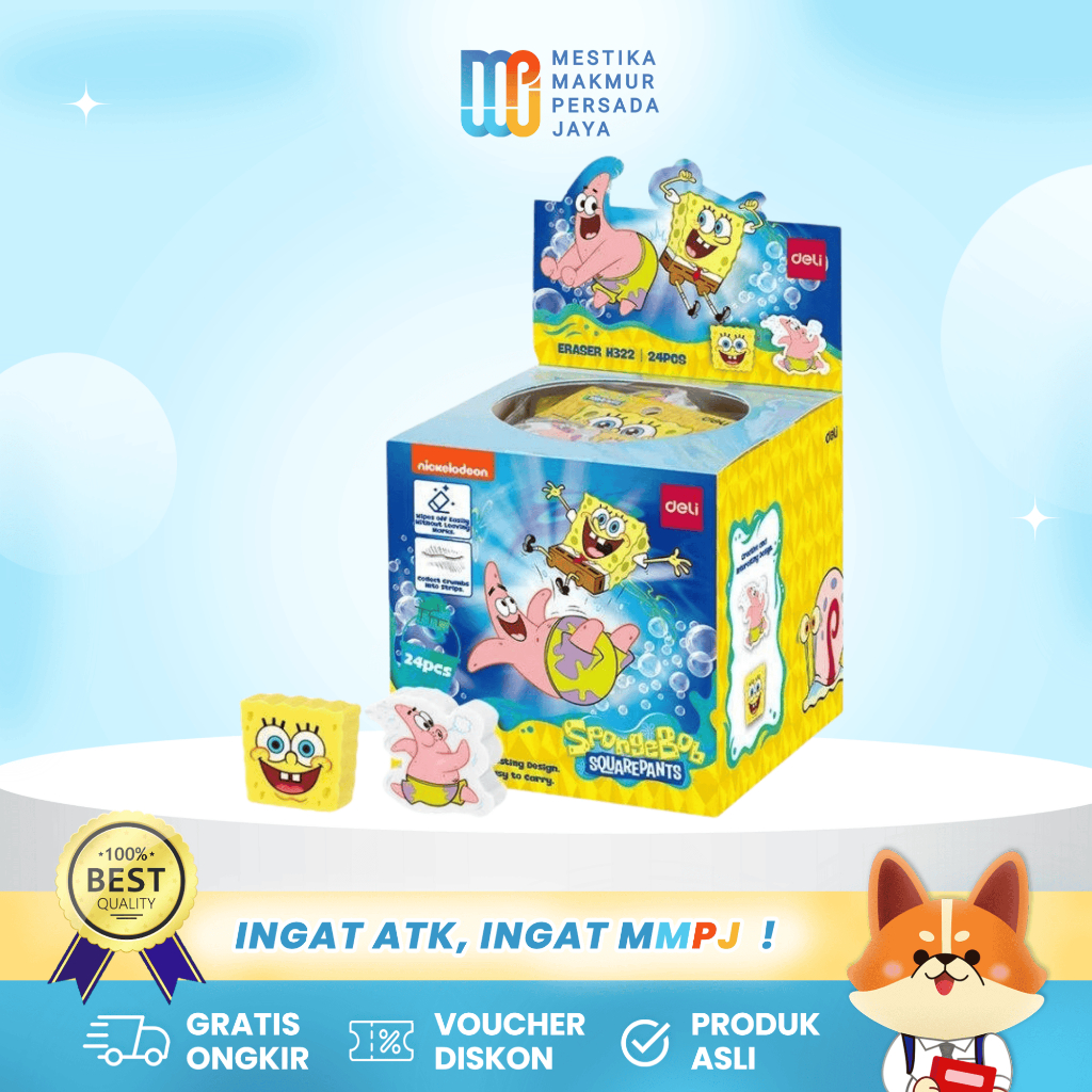 

Deli EH322 Penghapus Pensil Karakter Lucu Spongebob & Patrick - Isi 2 Pcs