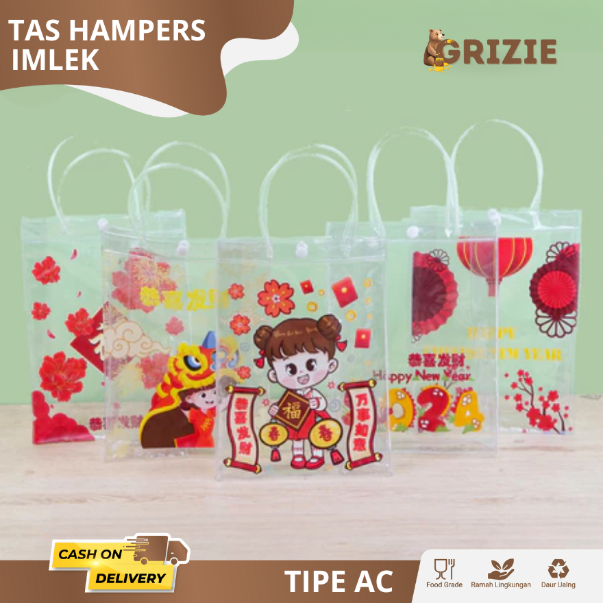 

Tas Tenteng Merah Imlek Chinese New Year - Tas Bingkisan Imlek - Tas Hampers Imlek - Tas Parsel Imlek Tas Mika PVC Polos Goodiebag Hampers Transparant Bening Murah Tas Transparan Hampers Imlek Chinese New Year CNY AC07B