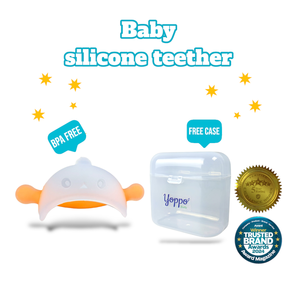 Yoppo Baby Silicone Teether BPA Free / Gigitan Bayi Silicone BPA Free