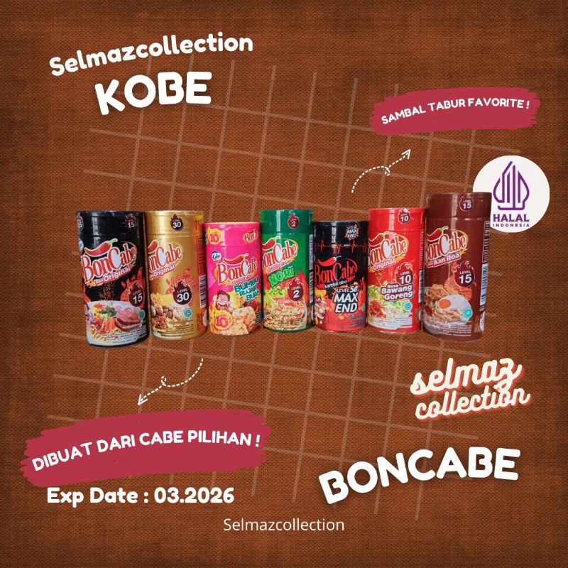 BonCabe Botol Kobe Boncabe Sambal Tabur Kering Bubuk Bon Cabe Cabe Pedas Boncabe Cabai Bubuk Kobe Bo