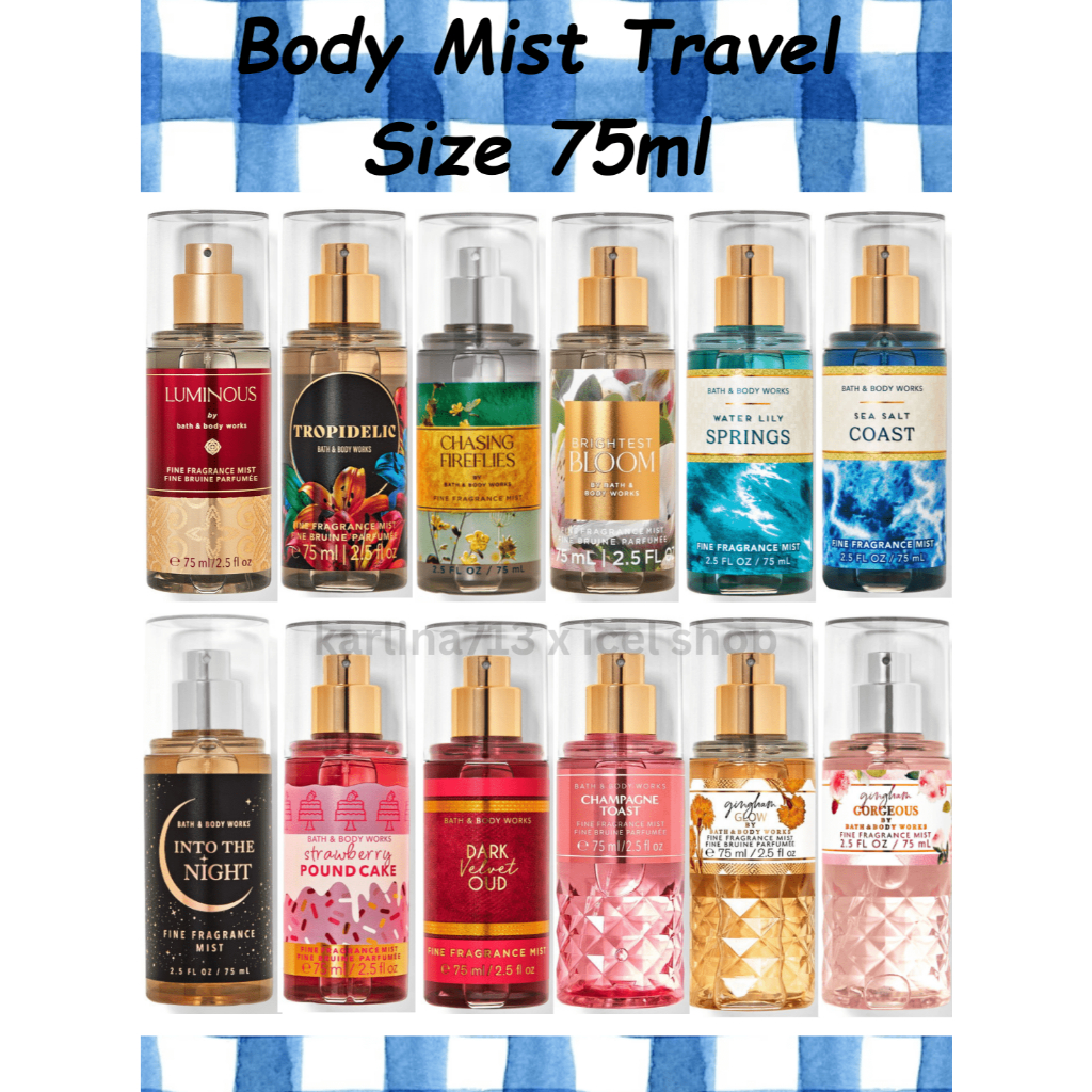 PROMO BBW Body Mist Travel Size 75ml All Series ( Brightest Bloom - Water Lily - Tropidelic - Strawb