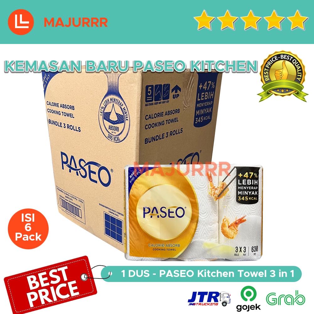 GROSIR Tissue KHUSUS GOJEK / GRAB PASEO KITCHEN Calorie Absorb Towel 3 Roll  / 1 DUS isi 6