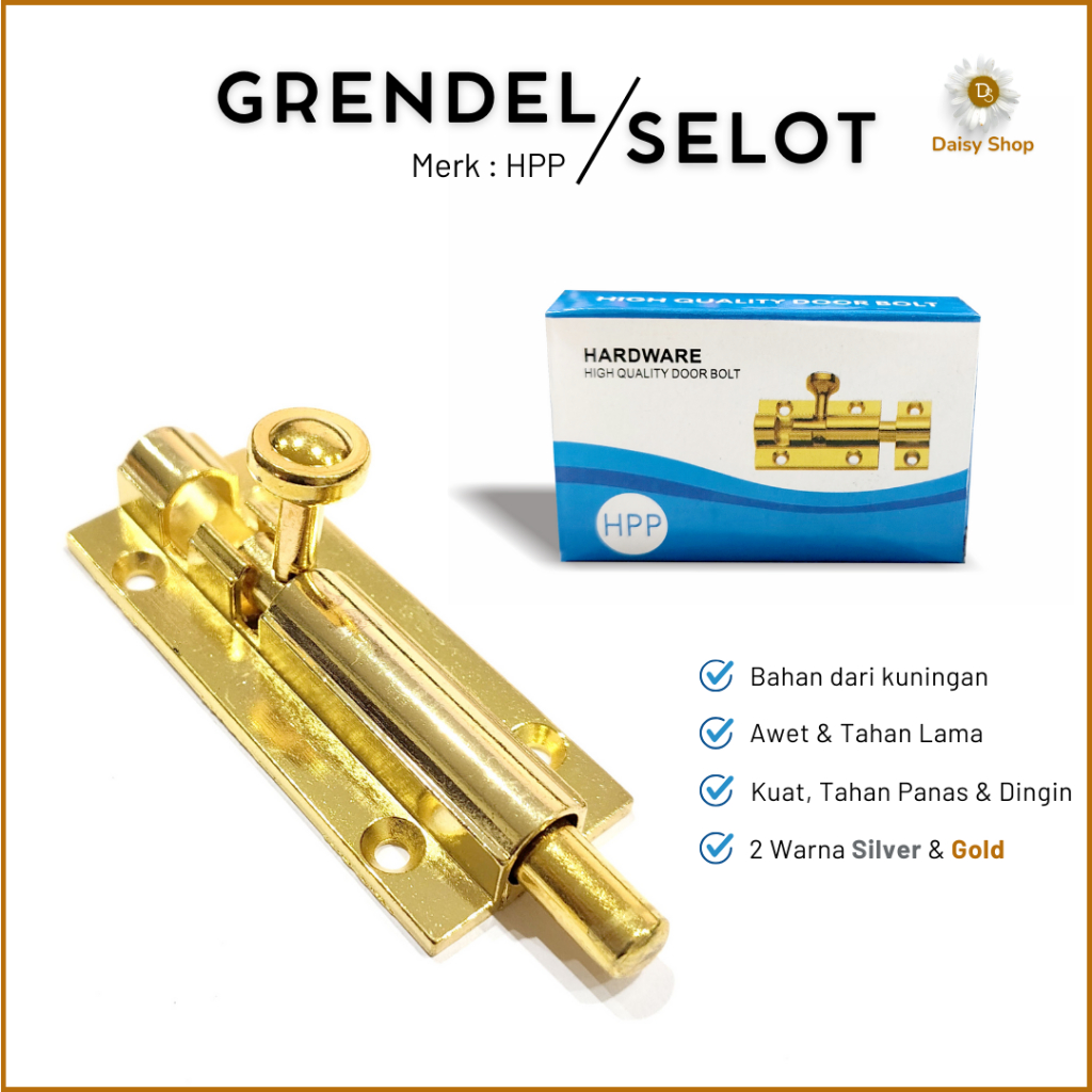 (DS) Selot Pintu Jendela Rumah HPP / Grendel Slot Pintu Jendela 2" 3", 4" Aluminium Silver Gold HPP