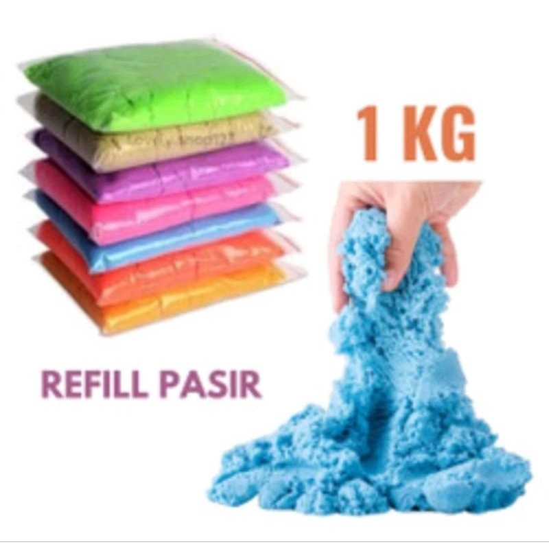 Mainan pasir ajaib anak magic sand kemasan 1kg pasir anak pasir ajaib refill