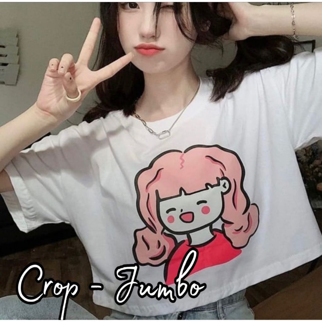 MakeGrosir - OVERSIZE CROP KAOS JUMBO ATASAN WANITA KEPANG