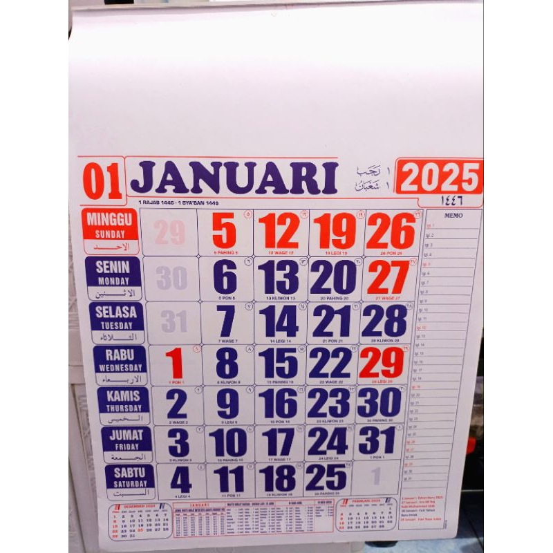 

KALENDER Kerja Dinding 2025 M Random 53x38 cm