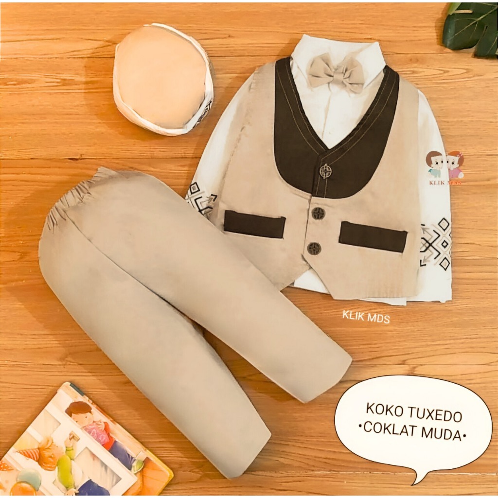 Setelan Koko Muslim Anak Laki - Laki Model Jas Rompi Premium - Baju Bayi Cowok