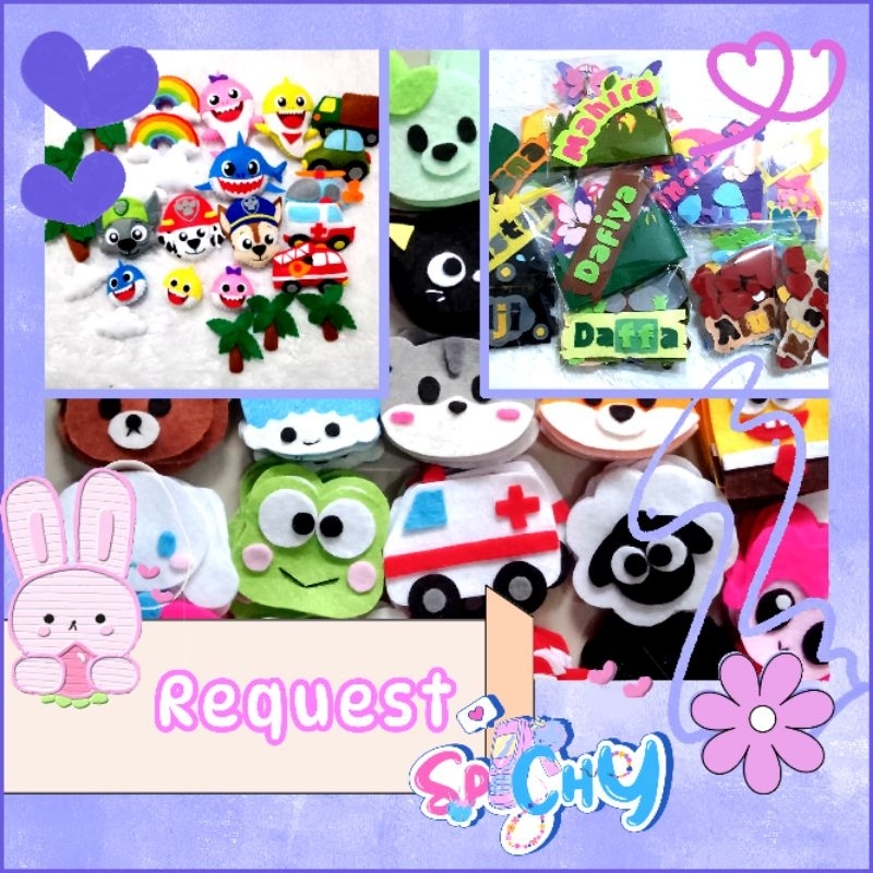 Aplikasi Flanel - Boneka Flanel - Gantungan Kunci Flanel Karakter  Req