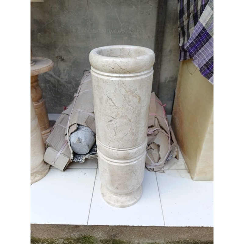 Tempat payung bulat batu marmer putih