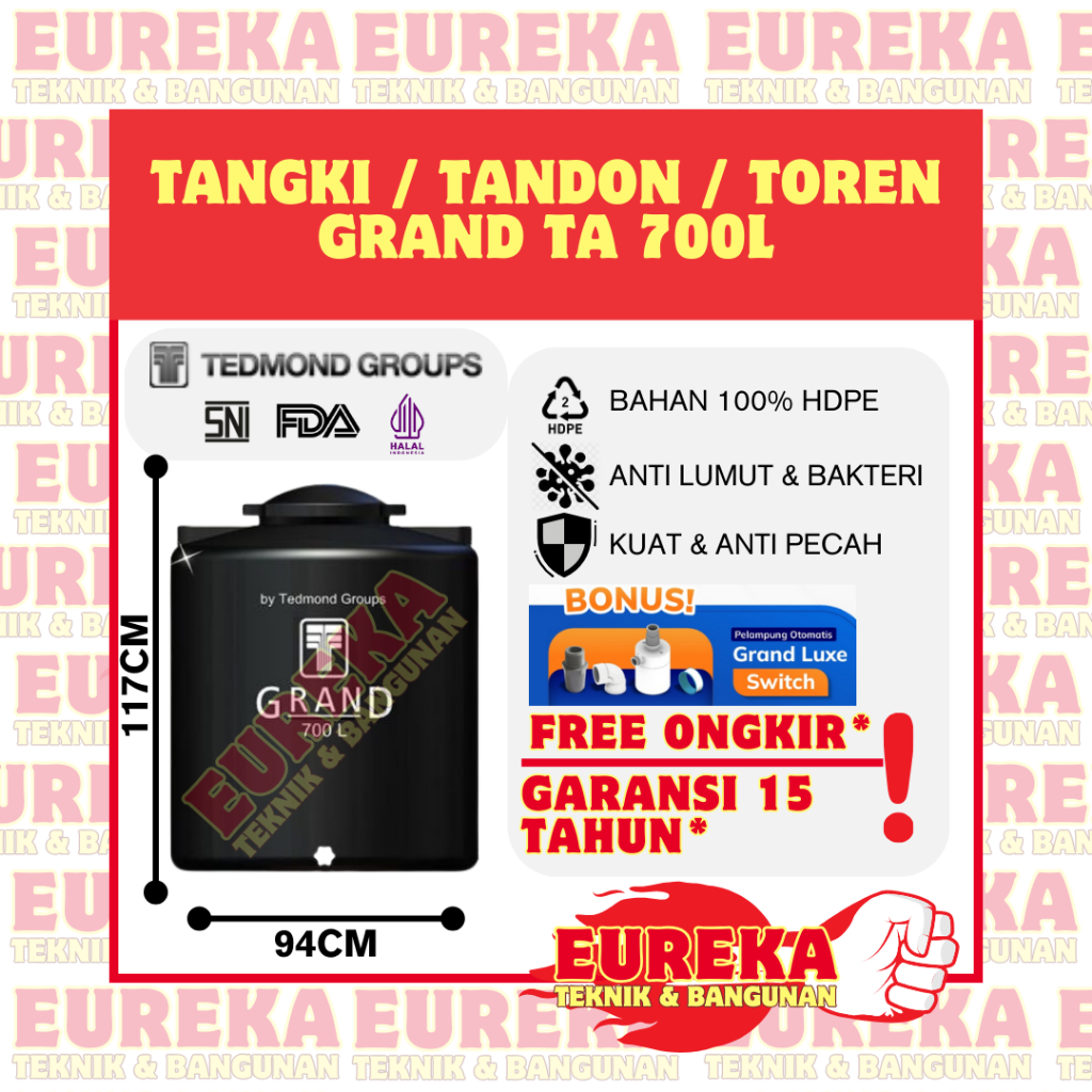 Toren Tandon Air Tedmond Grand TA 700 Liter TERMURAH Tedmond Grand Anti Lumut GARANSI 15 TAHUN