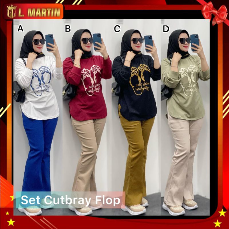 set cutbray flop, setelan wanita, set celana wanita