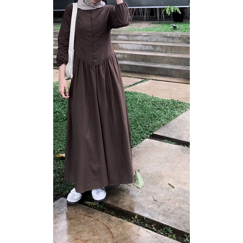 New Polos Hitam Katun Tesa Dress By.Azeera Ukuran M-Xl