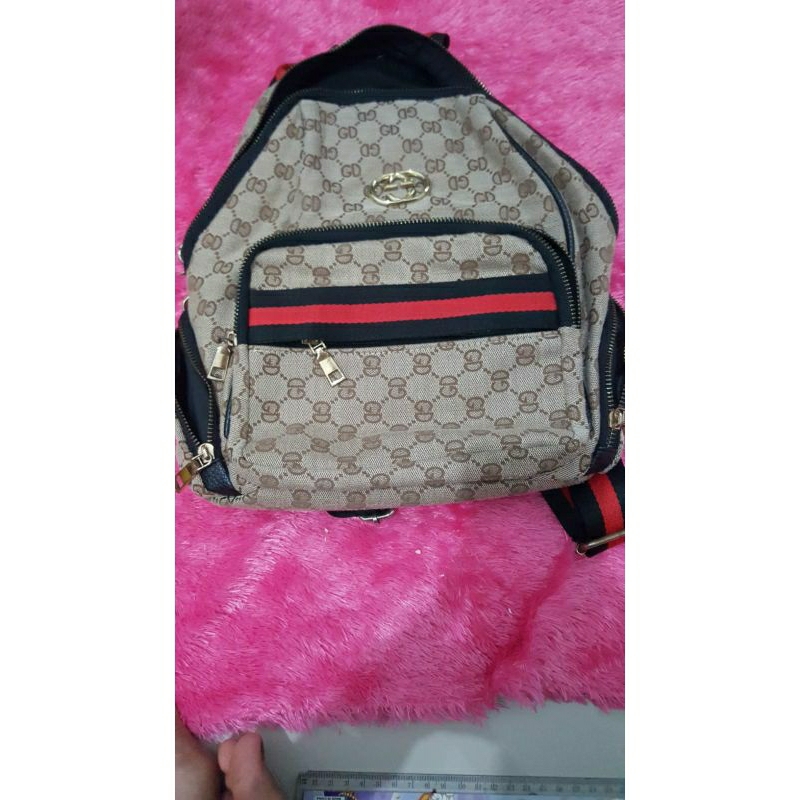 tas ransel wanita kotak kotak coklat